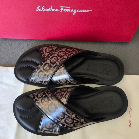 Salvatore Ferragamo All Over Gancio Gancini Slides Sandals - Picture 5 of 9